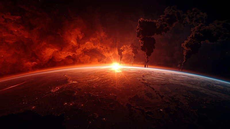 bumi panas dengan emisi gas rumah kaca di atmosfer